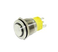 19mm ring led 12v 24v 220v blue green white yellow red high flat momentary stainless steel metal push button switch IDGTTLDF(Yellow,US DOLLOR_12V)