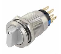 19Mm Rotary Push Button Switch, Stainless Steel IP66 Waterproof Momentary Self Reset 3 Position 2NO2NC Silver Contact 5A Max Current(White)
