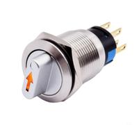 19mm Rotary Switch 3 Position 2NO2NC Momentary Push Button with LED Light IP66 Waterproof for CNC Machine Industrial Control Panel 12-24V(green)