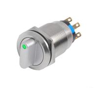 19mm Rotary Switch 3 Position Latching 2NO2NC 12-24V Stainless Steel IP66 L