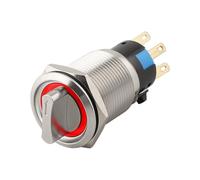 19mm Rotary Switch Latching 2 Positions 1NO1NC 12-24V IP66 Rated Stainless Steel Push Button Switch with LED Indicator for Industrial Equipment