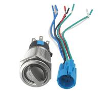 19mm Rotary Switch Latching 3 Position 2NO 2NC 12-24V Selector with Socket