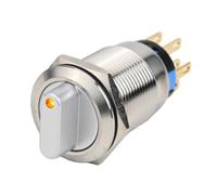 19mm Rotary Switch Latching 3 Positions 2NO 2NC 12-24V IP66 IK09 Waterproof Push Button Switch for Industrial Equipment with LED Indicator