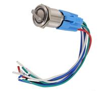 19mm Rotary Switch Latching 3 Positions, 2NO 2NC, 12V 24V with Wire Socket, Stainless Steel, IK09/IP66 Protection for Reliable Operation (Blue)