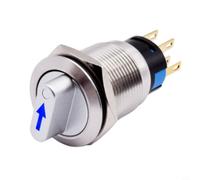 19mm Rotary Switch with LED Indicator Momentary Function 3 Position 2NO 2NC Mechanical Life 300000 Cycles for Operation (green)