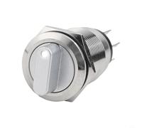 19mm Self Locking Rotary Switch, 3 Positions 2NO2NC, with IK09/IP66 Protection for Enhanced Durability (White)