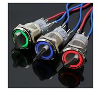 19mm Self-return Momentary Self-locking Fixation Waterproof DPDT Illuminated Metal Selector Rotary Switch 2/3 Position with LED IDGTTLDF(RESET_WHITE_3-6V)