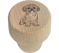 19mm 'Shih Tzu Dog Sitting' Wooden Bottle Stopper/Cork (BS00030820)