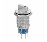 19mm Stainless Steel 3-Way Switch with Blue LED, Waterproof Latching Rotary Knob for Boat/Car Dashboard, Heavy Duty 12V-250V Panel Mount Selector