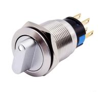 19mm Stainless Steel Rotary Push Button Switch With Led Light Latching 2 Positions 1no1nc Metal Control Knob For Cnc Industry Equipment 3-6v Red Yellow Blue Green White Ip66 Waterproof(White)