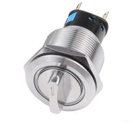 19mm Stainless Steel Rotary Switch Latching Type 2 Position 1NO1NC for Industrial Control Systems Machinery with LED Indicator Ring 110V 220V AC (Yellow)
