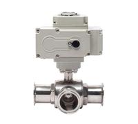 19mm Three-Way high Platform Electric Ball Valve Stainless Steel Q911F-16P Sanitary Card Sleeve Ball Valve(L TYPE-220VAC)