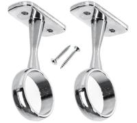 19mm Wardrobe Rail Centre Support Brackets Chrome 2 Pack with Screws