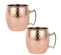 19oz Moscow Mule Copper Mugs Set of 2, 550ml Stainless Steel Large Capacity Hammer Point Bar Beer Cup for Cocktail Hammered Cup Mug Fruit Mug