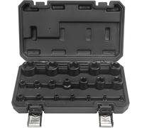 19pc External Torx Plus Socket Set 6 Point EP4, EP5, EP6, EP7, EP8, EP10, EP11, EP12, EP14, EP16, EP18, EP20, EP22, EP24, EP26, EP28, EP30, EP32 with 1/2'' 3/8'' 1/4'' Dr E-Torx Plus Socket