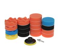 19PCS 3" 80mm Car Polishing Pads Waxing Foam Buffing Pad Sponge Kit Set for Car Polisher Buffer Waxer Sander Polishing Waxing Sealing Glaze Including 17 Polishing Pads + 1 Adhesive Backer