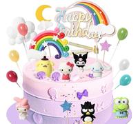 19pcs Cake Topper Rainbow Balloon Hello Birthday Party Cake Decorations Supplies Set, Mini Colorful Party Decor Favors Girls Boys Happy Birthday Baby Shower