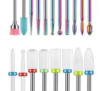 19pcs Ceramic Nail Drill Bits Set Acrylic Gel Remover for Nail Cuticle Prep