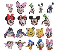 19Pcs Cute Cartoon Sew on/Iron on Repair Patches for Clothes Jeans Jackets Backpack Hats Bags, Classic Movie Animal Head Embroidered Applique Repair Patch Fashion DIY Craft Accessories Collection