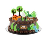 19PCS Dinosaurs Cake Decoration,3D Dinosaurs Egg Leave Tree Cake Topper,Happy Birthday Caker Topper for Dinosaur Theme Boy Girl Kid Birthday Party Supplies