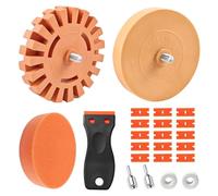 19Pcs Eraser Wheel Decal Remover Set, 2 Types 100mm & 88mm Rubber Eraser Wheel, Adhesive Remover & Car Sticker Remover Kit for Drill, Cordless Screwdriver, Includes Toffee Wheel & Scraper