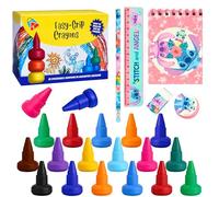 19PCS Finger Crayons & Disney Stitch Stationery Set, Toddlers Easy to Hold, Ergonomic Drawing Kit, Stitch A5 Notebook, Ruler & Pencil Art Kit, School & Travel Gift