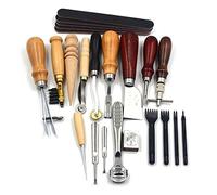 19pcs Leather Tools Set, Durable Metal Leather Punch Professional Punch Craft Needle Kit for Leather Craft Working Making Different Patterns