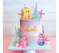 19PCS Little Mermaid Cake Topper Under the Sea Seashell Cake Decoration