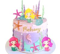 19PCS Luxury Mermaid Cake Topper Under the Sea Cake Decoration Seashell Decor Fish Tail Party Favors Mermaid Party Supplies Sea Star Decorations