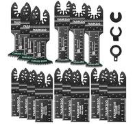 19Pcs Multi Tool Blade Set for Wood Plastic Include Extra Long and Broad Reach Arc Edge Oscillating Saw Blades Multitool Accessories Quick Release Compatible with Bosch Fein Ryobi Dremel Makita