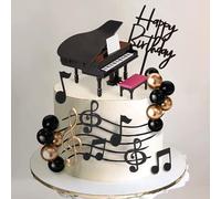 19PCS Music Cake Topper Guitar Cake Toppers Music Notes Balls Cake Decorations for Musician Birthday Party Rock Theme Party