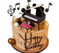 19PCS Music Cake Topper Music Notes Balls Cake Decorations Guitar Cake Toppers for Musician Birthday Party Rock Theme Party