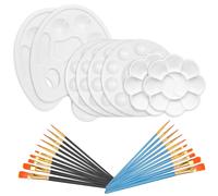 19PCS Painting Kits, 2PCS Transparent Acrylic Paint Palette, 10PCS Acrylic Small Paint Brushes, 7PCS Stainless Steel Palette Knife for DIY Art Craft Painting Decorations Figurines Nail Art (Style1)