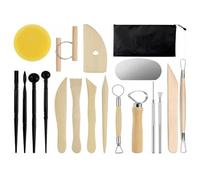 19Pcs Pottery Tools, Air Dry Clay Tools, Muti Sizes Stainless Steel Sculpture Scraper, Pottery Ribs, Clays Ceramic Needle & Feather Wire Texture Tool for Handbuilding, Sculpting, Clay Modelling Tool