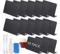 19PCS Price Tags Set, Food Labels for Buffet, Mini Chalk Board with Pen, Black Reserved Table Top Sign, Blackboard for Cheese Cake Board Signs/Craft Stall Display Stand Cards/Buffet Food Tags Markers