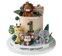 19PCS Safari Animal Cake Topper, Jungle Cake Decorations for Birthday Party