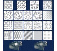 19pcs Sashiko Stencil, 5.1 x 5.1 Inch Plastic Embroidery Stencils Sashiko Embroidery Template Patterns Geometric Embroidery Pattern Stabilizers for Embroidery Hand Quilting Sewing