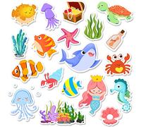 19PCS Sea Animals Window Clings Stickers for Kids Ocean Window Gel Clings Decals Thick Gel Clings Toddlers and Adults Classroom Home Nursery Airplane Birthday Party Supplies Decorations