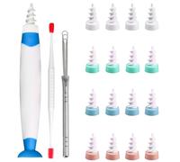 19Pcs Silicone Ear Cleaning Tool, Safe Soft Ear Cleaner, Q Grips Ear Wax Cleaners, Sealed Packaging Ear Wax Remover, Ear Wax Cleaners with 16 Washable Tips, Ear Cleaner Tool Kit for Kids & Adults