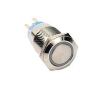 19S Ring LED 19mm Stainless Steel ON OFF flat head resettable 12V ring led 1NO1NC push button switch IDGTTLDF(Red LED,24V)