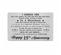 19th Anniversary Card for Men, 19th 19 Year Wedding Anniversary Card Gifts for Husband, Best Romantic Anniversary Engraved Wallet Card Gifts for Hubby