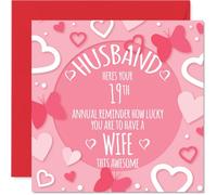 19th Anniversary Card for Men - Annual Reminder - Happy 19 Year Anniversary Card for Husband, 145mm Wedding Anniversaries Greeting Cards