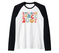 19th Birthday Awesome Since 2007 Retro Vintage 19 Years Old Raglan Baseball Tee
