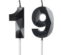 19th Birthday Candles, Number 19 Candle, Black Candles, Birthday Candle for Cake, Happy Birthday Candle, Cake Candles Cake Topper Decorations for Birthday Party Wedding Anniversary Celebration Supply