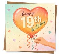 19th Birthday Card for Daughter, Heart Balloon, Pastel Hearts | Charming heart balloon surrounded by pastel hearts and confetti dots-sweet milestone design for your Daughter’s 19th.