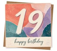19th Birthday Card for Her, Colourful Design | Eye-catching greeting card; Colourful artwork for her on a 19th birthday with a warm, memorable feel