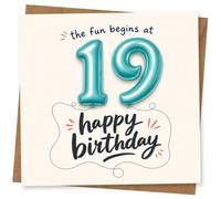 19th Birthday Card for Son, Cute Balloon Design