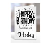 19th birthday card for Son In Love, gifts for girl, girls, boy, boys, gift, presents, female, male, him, her, men, women, Happy birthday to you, 19 years old today, A5-274_206