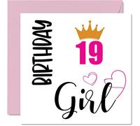 19th Birthday Card for Women - Birthday Girl - Cards for 19 Year Old Woman Daughter Sister Granddaughter Cousin Friend Niece, 145mm Bday Greeting Cards Gift