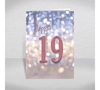 19th Birthday Card for Women with Inside Greeting ‘have a Great birthday!’ - Beautiful Soft Pastel Background with Striking Dusky Pink Age: Happy 19th Card with envelope (Size A5)